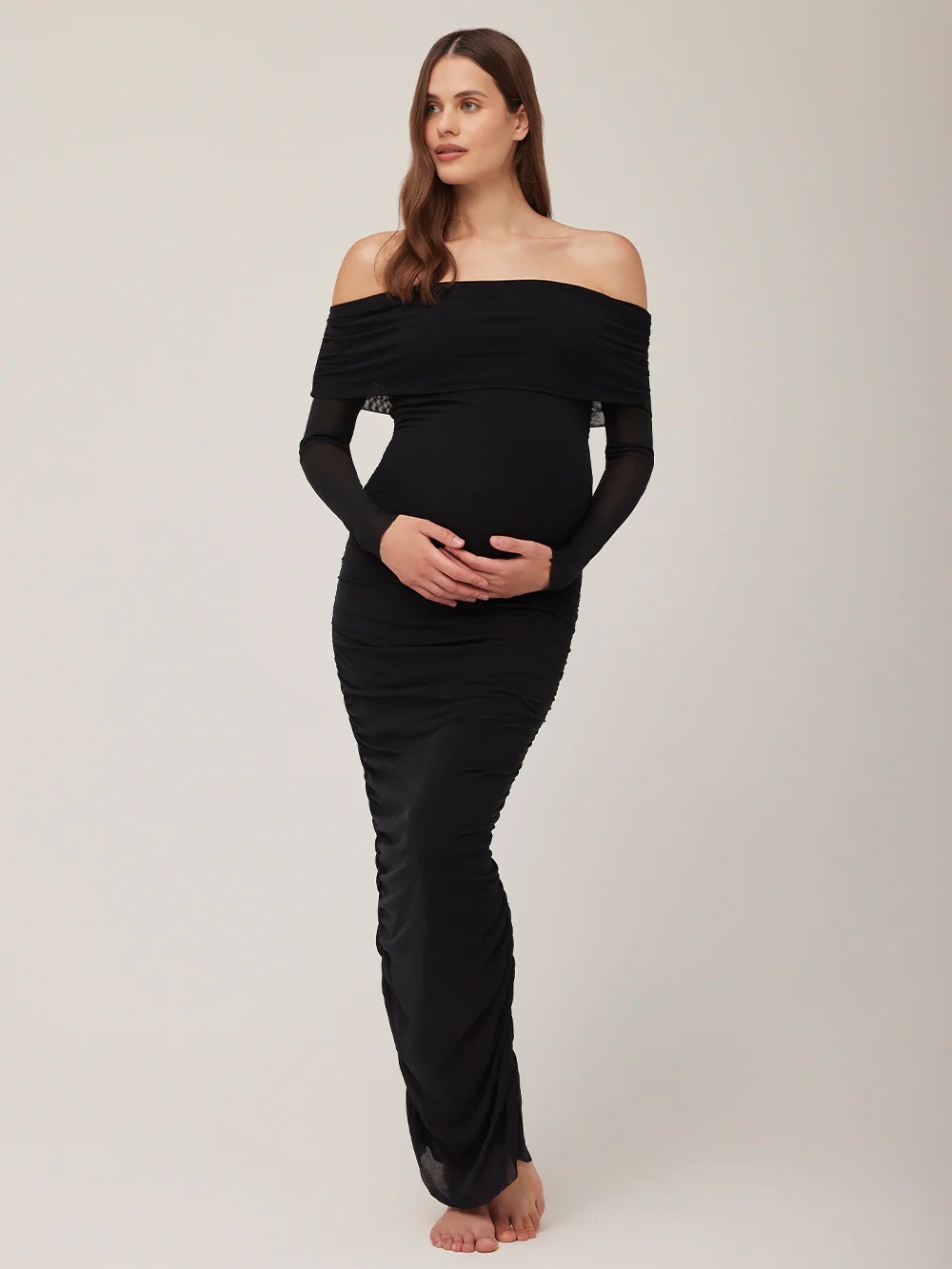 Bumpsuit Black Off The Shoulder Maternity Maxi Dress Size Small